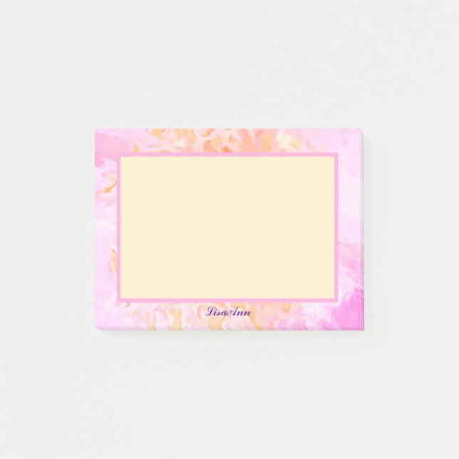 Bloco De Notas Nome Personalizado Rosa Rosa Rosa Impressionista (Frente)