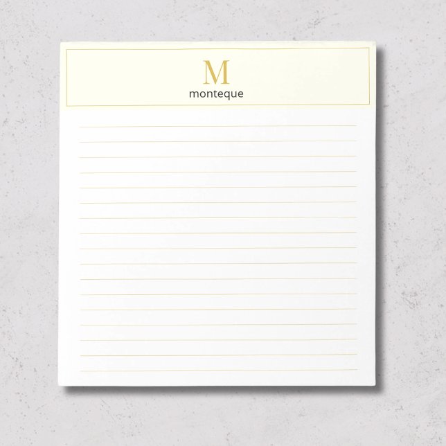 Bloco De Notas Nome Personalizado Serif Elegante Creme (Criador carregado)