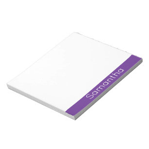 Bloco De Notas Nome Personalizado Simples Roxo e Branco