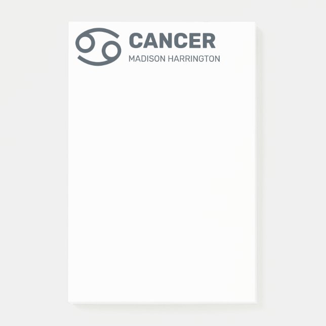 Bloco De Notas Nome Personalizado / Texto & Cor Cancer de Sinal Z (Frente)