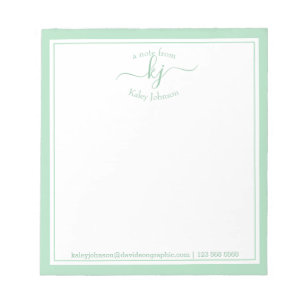 Bloco De Notas Nome Personalizado Verde   Da Mesa Do Bloco De Not