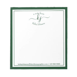Bloco De Notas Nome Personalizado Verde | Da Mesa Do Bloco De Not