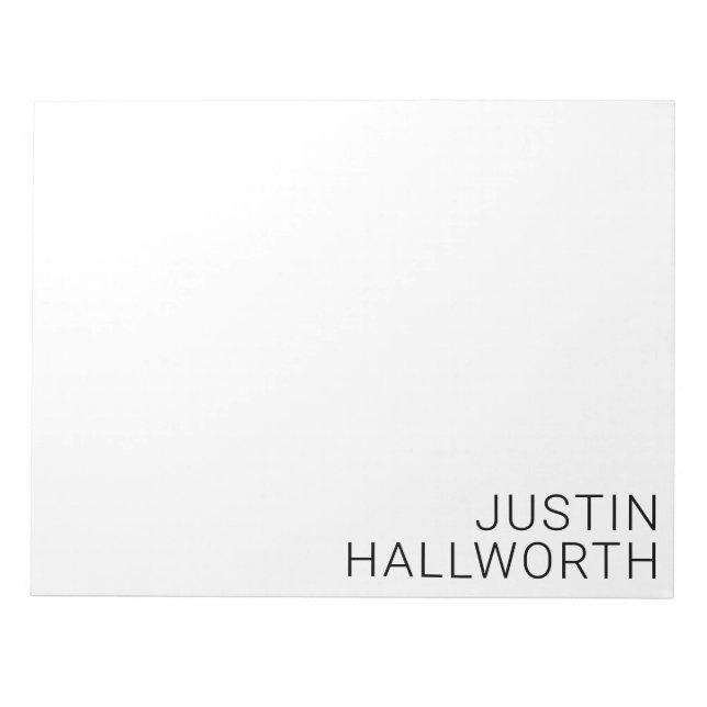 Bloco De Notas Nome preto moderno em branco (Frente)