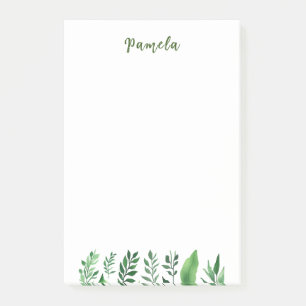 Bloco De Notas Nome Próprio Floral Verde Simples Minimalista