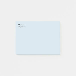 Bloco De Notas Nome Próprio Minimalista Moderno Azul Profissional