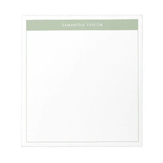 Bloco De Notas Nome Simples de Fronteira Verde do Sage Elegante M
