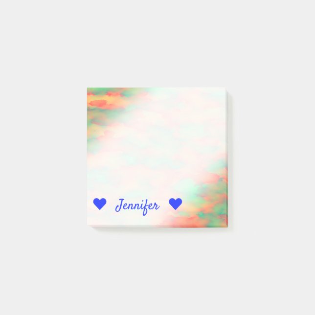 Bloco De Notas Nome + Verde, vermelho Aguarela-Como o teste (Frente)