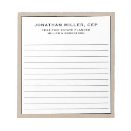 Bloco De Notas Nome Vinculado do Beige Linen Título Empresa Notep