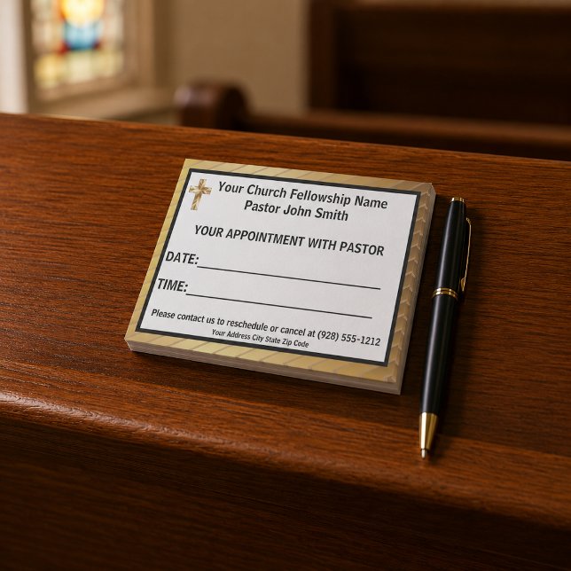 Bloco De Notas Nomeação de Pastor da Igreja da Cruz de Ouro Simpl (The gold effect is simulated in the artwork, no metal foil is used in this paper product.)