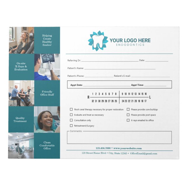 Bloco De Notas Nomeação de Referência de Endodontica Editável (Frente)