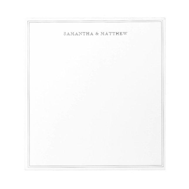 Bloco De Notas Nomes de Casais de Borda Dupla Preta (Frente)