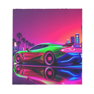 Bloco De Notas Norepad Neon Racer - Esportes Retro-Futurísticos d