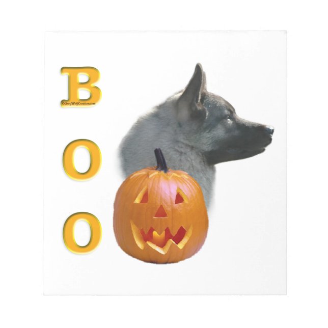 Bloco De Notas Norueguês Elkhound Halloween Boo (Frente)