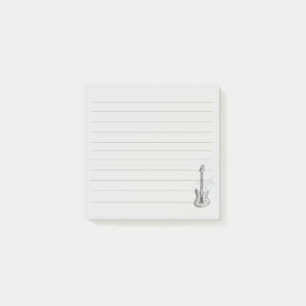 Bloco De Notas Nota Adesiva de Guitarra Prateada