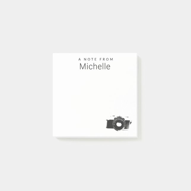 Bloco De Notas Nota da câmera fotográfica de nome personalizado (Frente)