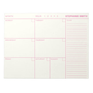 Bloco De Notas Nota de Agenda do Planejador Semanal Personalizado