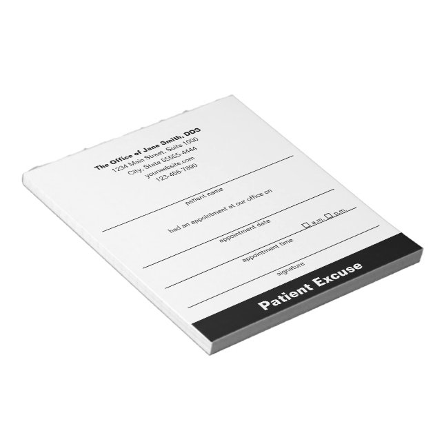 Bloco De Notas Nota de Desculpas de Paciente para Consulta Odonto (Inclinado)