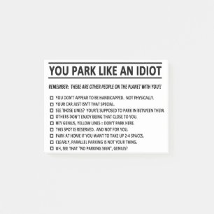 Bloco De Notas Nota de Estacionamento