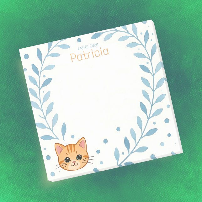 Bloco De Notas Nota de Nome Personalizado com Adorável Gatinho La (🐱 Make every note purr-sonal! 💙)