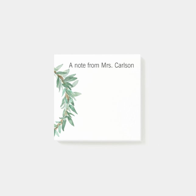 Bloco De Notas Nota de post-it com grinalda (Frente)