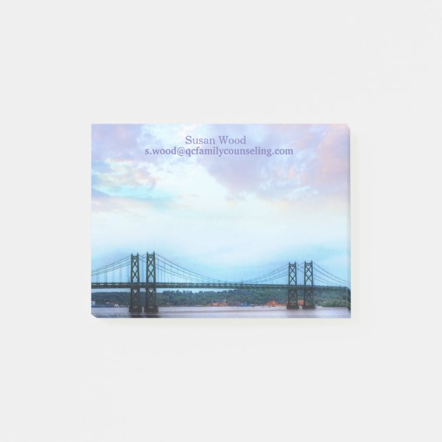 Bloco De Notas Nota de post-it do negócio da cena da ponte (Frente)