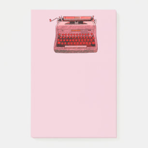 Bloco De Notas Nota de post-it vermelha da máquina de escrever
