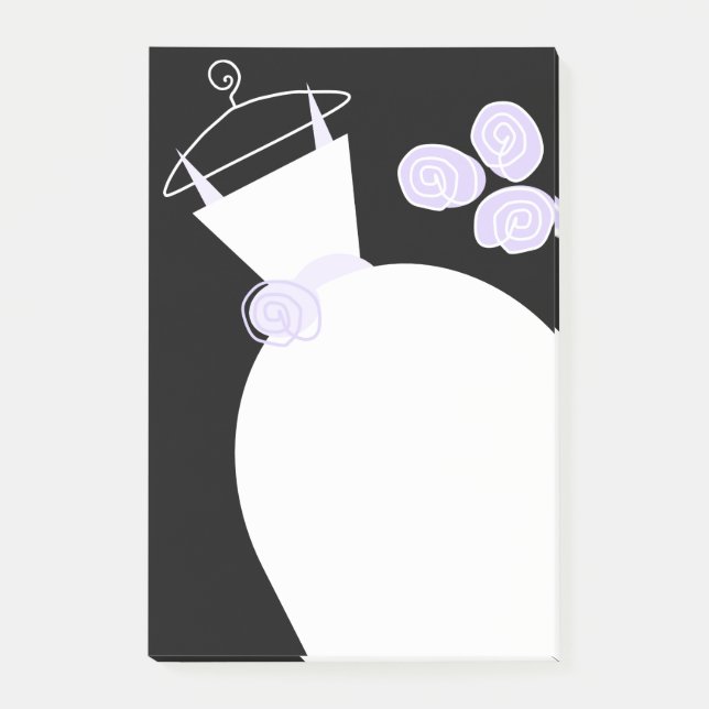 Bloco De Notas Nota de posto vertical preto Roxo de Casamento (Frente)