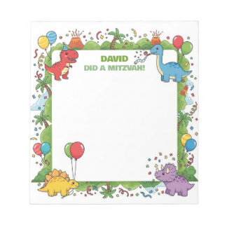 Bloco De Notas Nota Mitzvah Notepad para crianças Festa de Dinoss