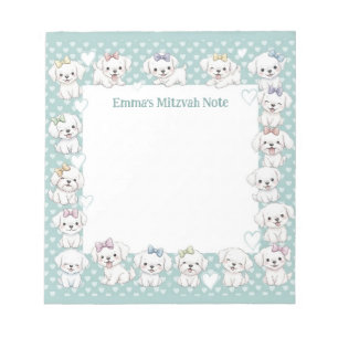 Bloco De Notas Nota Mitzvah Personalizada Notepad Mint Puppy Cães