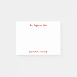 Bloco De Notas Nota pegajosa da nota muito importante