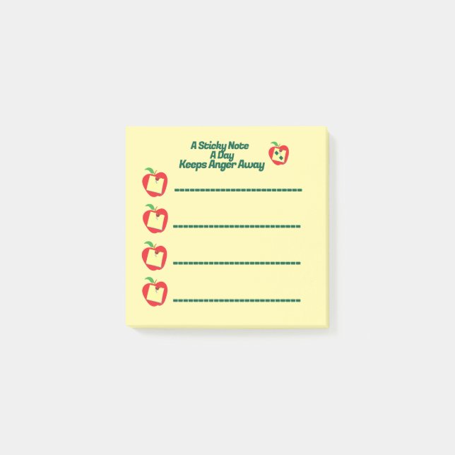 Bloco De Notas Nota pegajosa por dia mantém raiva (Frente)