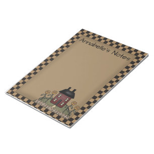 Bloco De Notas Nota Personalizada Burgundy Saltbox & Sunflower