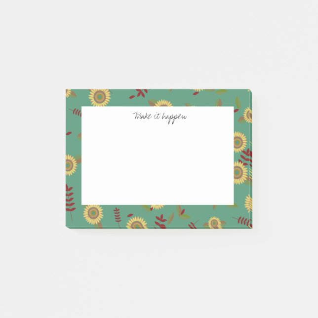 Bloco De Notas Nota personalizada de Posto Girassol, faça acontec (Frente)