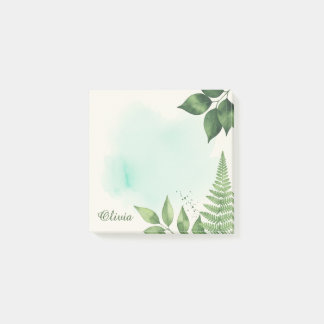 Bloco De Notas Notas Adesivas Botânicas de Samambaia em Aquarela