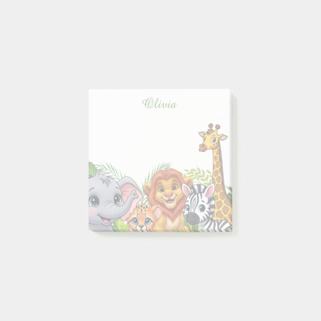 Bloco De Notas Notas Adesivas de Animais da Selva Personalizadas  (Frente)