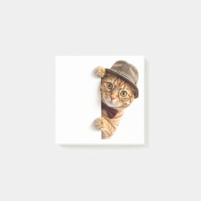 Bloco De Notas Notas Adesivas de Gato Curioso Engraçado (Frente)