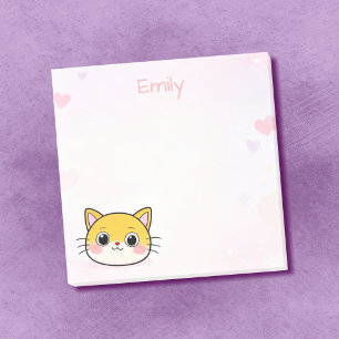 Bloco De Notas Notas Adesivas de Gato Fofo com Nome Personalizado