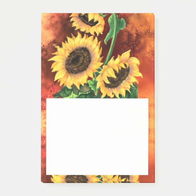 Bloco De Notas Notas adesivas de girassol (Frente)