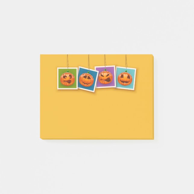 Bloco De Notas Notas adesivas de Jack-O-Lantern para o Halloween (Frente)