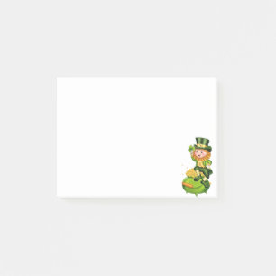 Bloco De Notas Notas adesivas de leprechaun fofo e panela de ouro