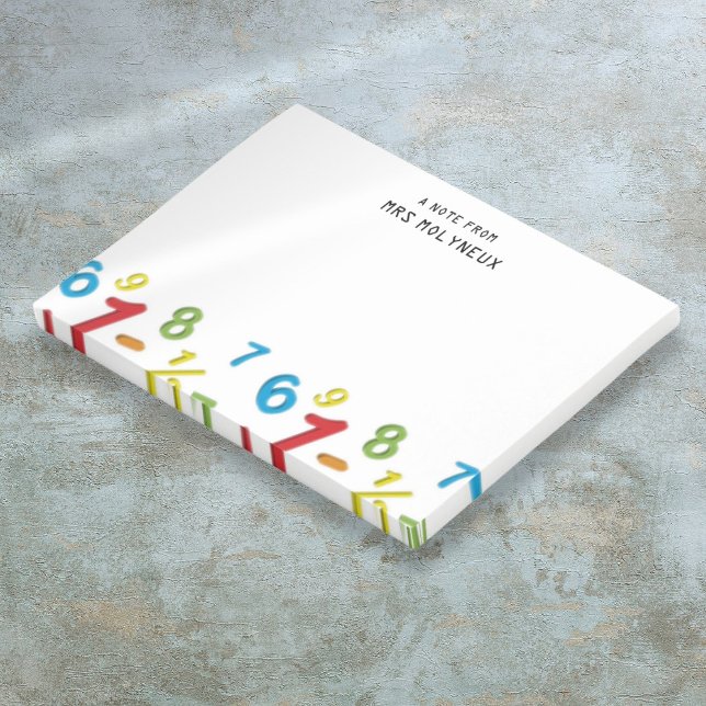 Bloco De Notas Notas Adesivas de Matemática Personalizadas Divert (Fun Personalized Math 123 numbers Post-it Notes)