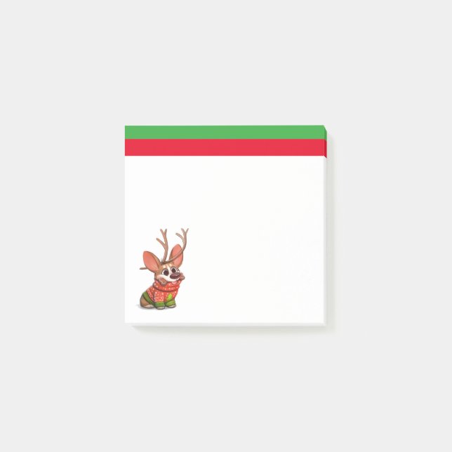Bloco De Notas Notas Adesivas de Natal de Cachorro Corgi (Frente)