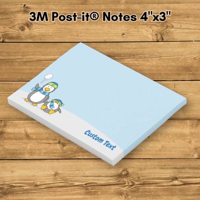 Bloco De Notas Notas adesivas de pinguins lançando bolas de neve (Criador carregado)
