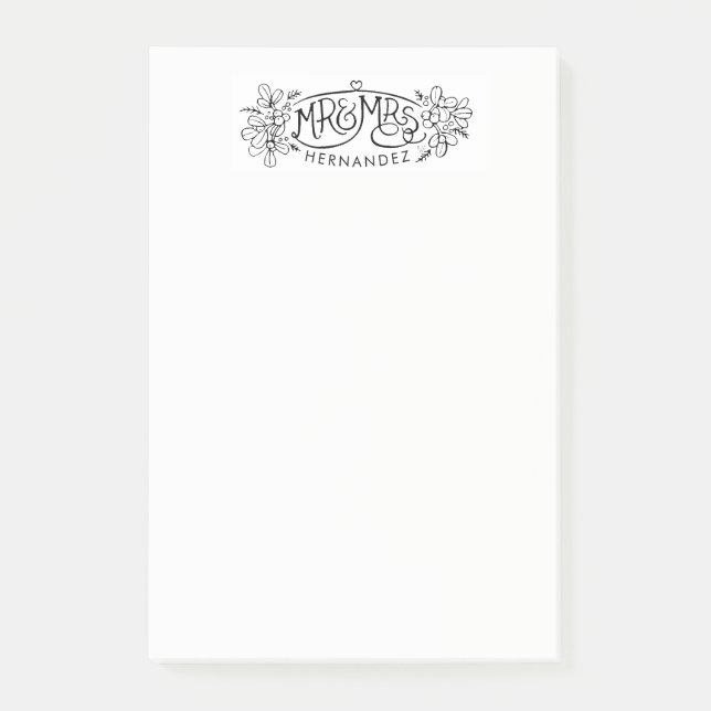 Bloco De Notas Notas adesivas decorativas recém-casadas (Frente)