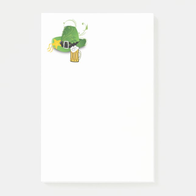 Bloco De Notas Notas adesivas do Dia de São Patrício Trevo Cervej (Frente)