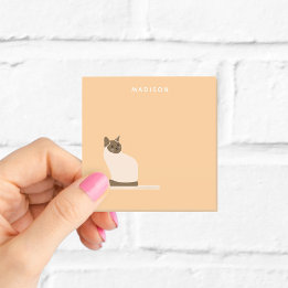 Bloco De Notas Notas Adesivas Laranja Personalizadas de Gato Siam