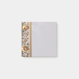 Bloco De Notas Notas Adesivas Ornamento Floral Dourado