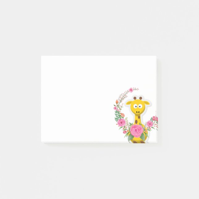 Bloco De Notas Notas Adesivas Post it, Girassol Floral Girafa (Frente)