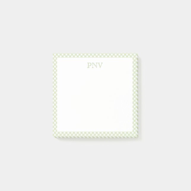 Bloco De Notas Notas Adesivas Verde e Branco Preppy (Frente)