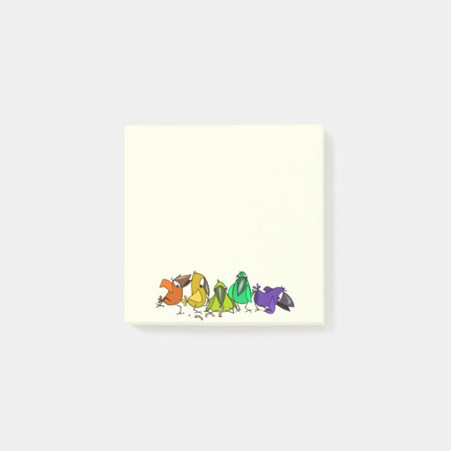 Bloco De Notas Notas Adhesivas Coloridas de Pássaros Divertidos® (Frente)